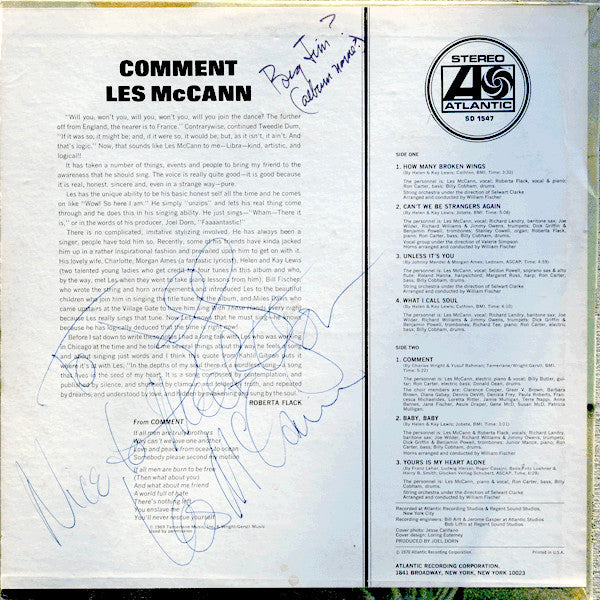 Master Release: Comment by Les McCann