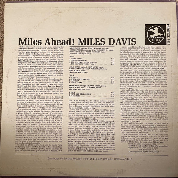 Release: Miles Ahead!-Vinyl-US-1970-PR 7822, PRT 7822-3668185