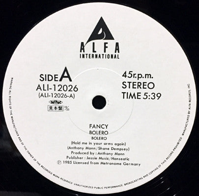 Master Release: Bolero (Hold Me In Your Arms Again) by Fancy