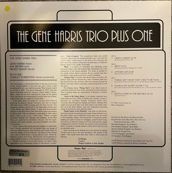 Release: The Gene Harris Trio Plus One-Vinyl-US-None-GRV1019-1, GRV1019-1-4866455