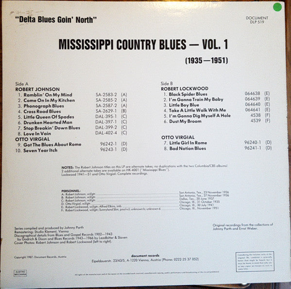 Master Release: "Delta Blues Goin' North" Mississippi Country Blues - Vol. 1 (1935-1951) by Various