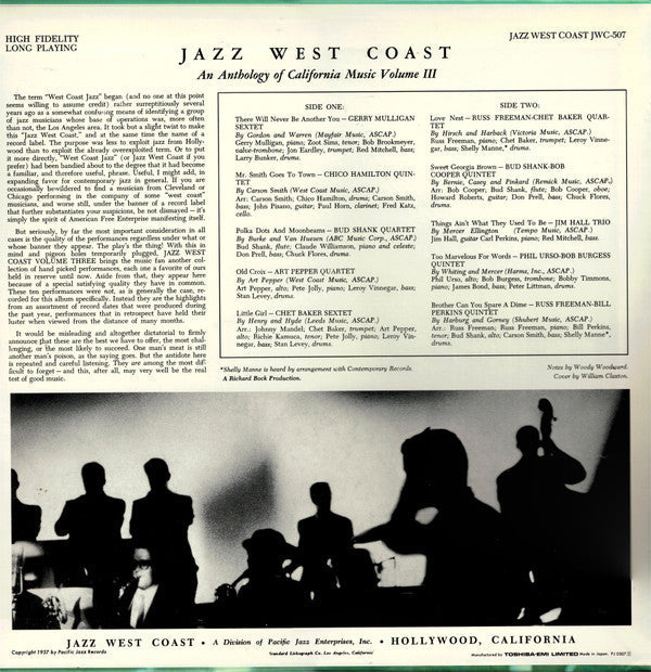 Release: Jazz West Coast Vol. 3-Vinyl-Japan-1992-PJ-0507-7995356