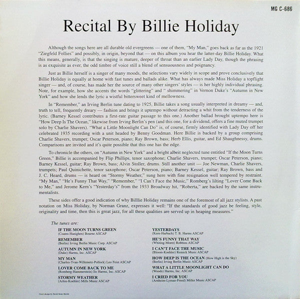 Master Release: Recital By Billie Holiday by Billie Holiday