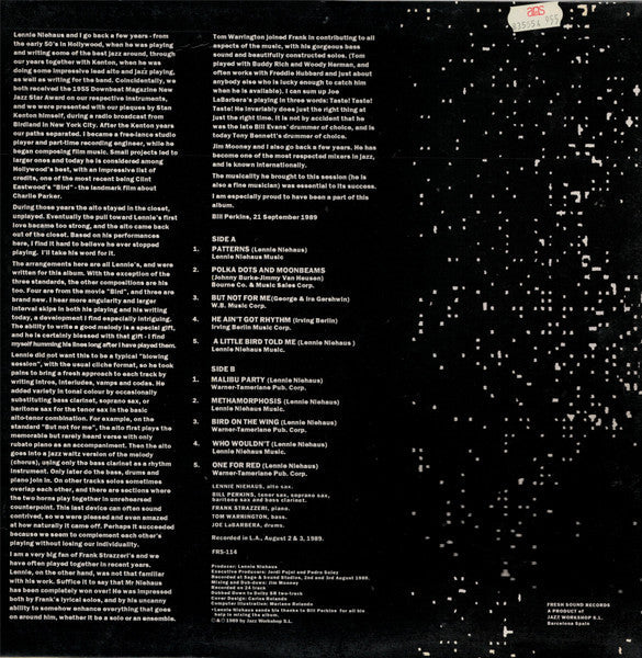 Master Release: Patterns by Lennie Niehaus Quintet