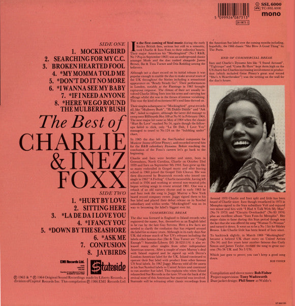 Release: Mockingbird: The Best Of Charlie & Inez Foxx-Vinyl-UK-1986-SSL 6000, 26 0873 1-1819790