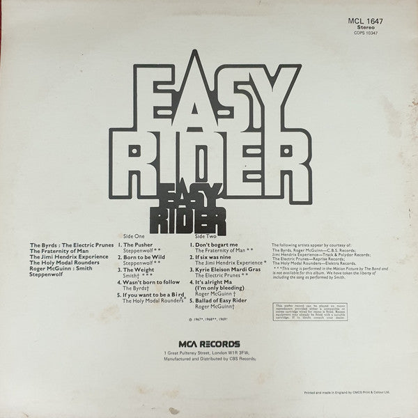Release: Easy Rider (Music From The Soundtrack)-Vinyl-UK-1981-MCL 1647-2046117