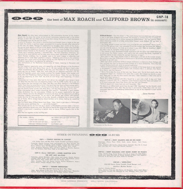 Release: The Best Of Max Roach And Clifford Brown In Concert!-Vinyl-US-None-GNP-18, GNP-18-6782921