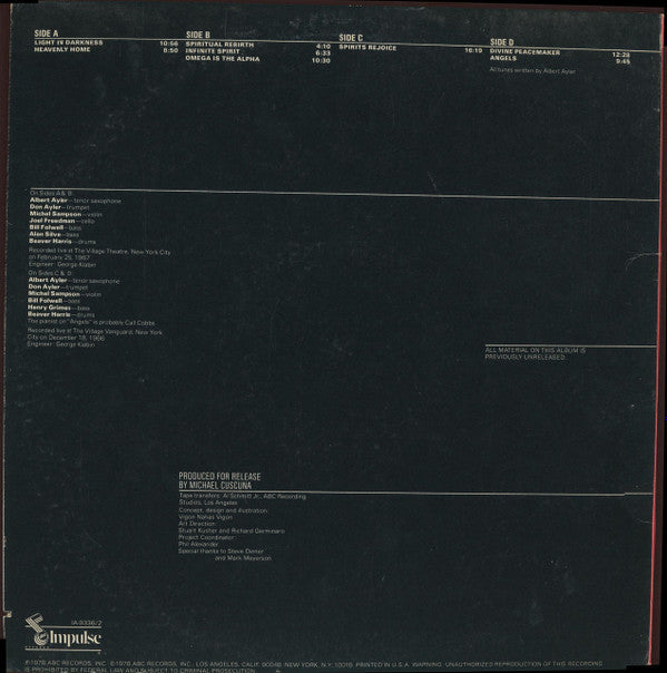 Master Release: The Village Concerts by Albert Ayler