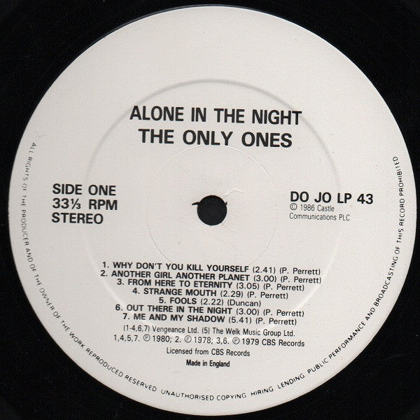 Release: Alone In The Night-Vinyl-UK-1986-DOJOLP43-2871441