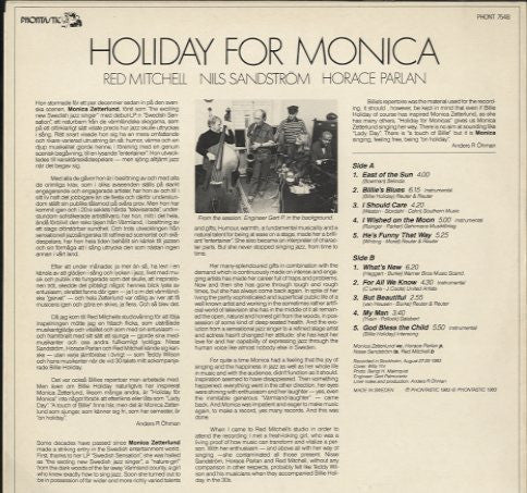 Release: Holiday For Monica-Vinyl-Sweden-1983-PHONT 7548-5495415