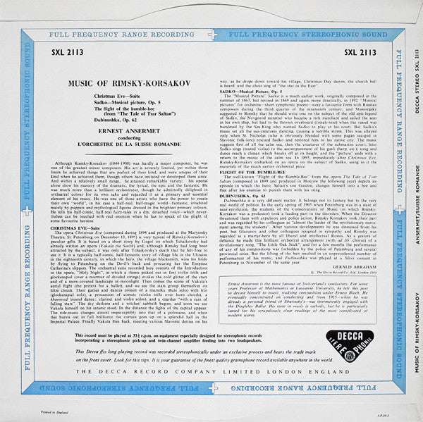 Release: Music Of Rimsky-Korsakov-Vinyl-UK-1959-SXL 2113, SXL.2113-4045573