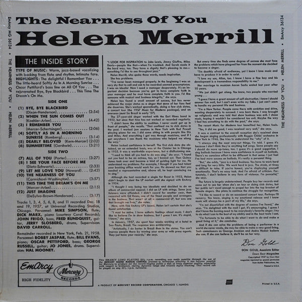 Release: The Nearness Of You-Vinyl-Japan-None-MG 36134-8134930