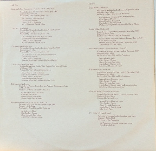 Release: Living In The Past-Vinyl-US-1972-2 CH 1035 , 2TS 2106-8044969