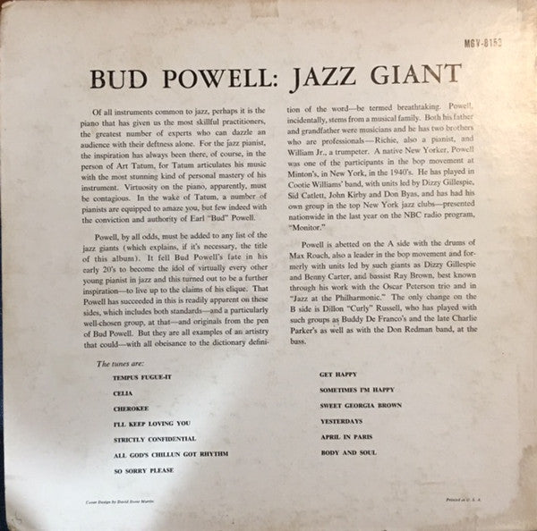 Release: Jazz Giant-Vinyl-US-1961-MGV-8153-9604417
