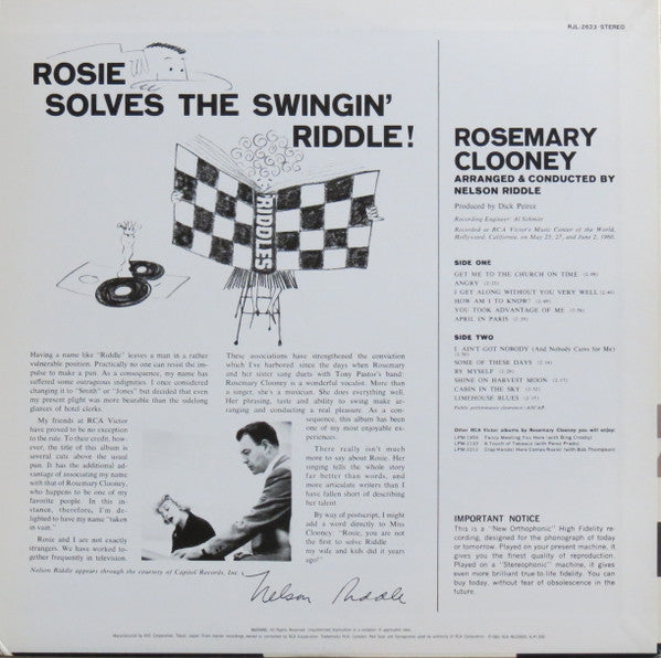 Release: Rosie Solves The Swingin' Riddle!-Vinyl-Japan-1983-RJL-2623-4510014
