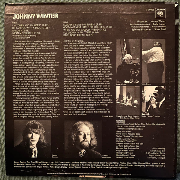 Release: Johnny Winter-Vinyl-US-None-CS 9826-5202025