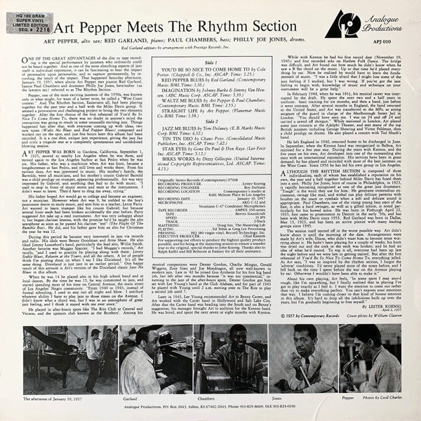 Art Pepper Meets The Rhythm Section