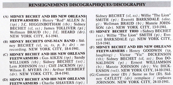 The Complete Sidney Bechet Volumes 3/4 (1941)