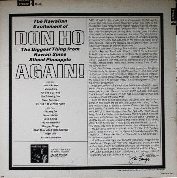 Release: Don Ho - Again!-Vinyl-US-None-RS 6186-2404719