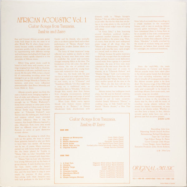Master Release: African Acoustic Vol.1 - Guitar Songs From Tanzania, Zambia & Zaire by Various