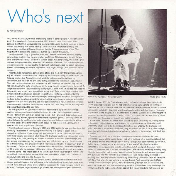 Release: Who's Next-Vinyl-Europe-2003-076 176-1, 076 176-1, 076 176-1-1592365