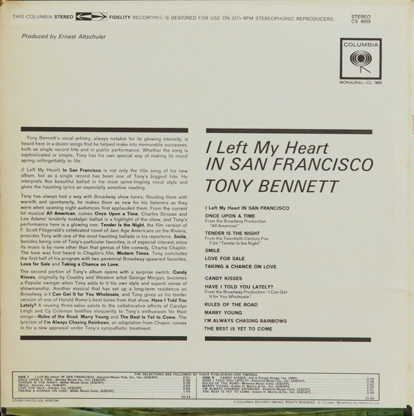 Release: I Left My Heart In San Francisco-Vinyl-US-None-CS 8669-4443771
