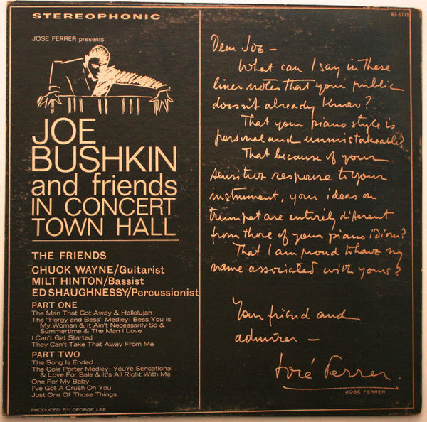 Master Release: In Concert, Town Hall by Joe Bushkin
