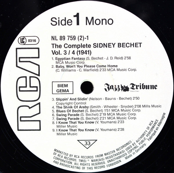 The Complete Sidney Bechet Volumes 3/4 (1941)