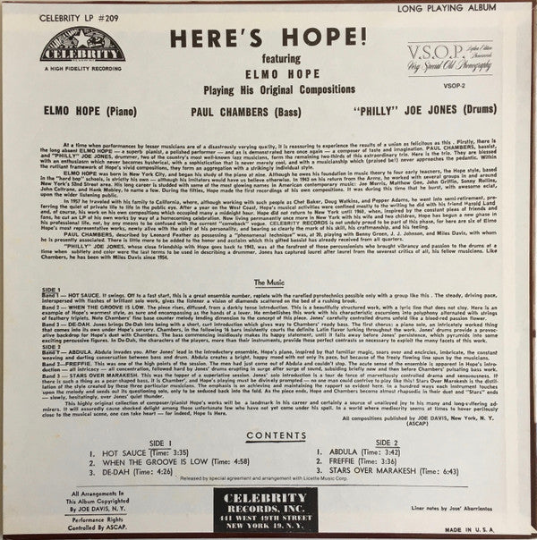 Release: Here's Hope!-Vinyl-US-None-VSOP-2, CEL209-5038198