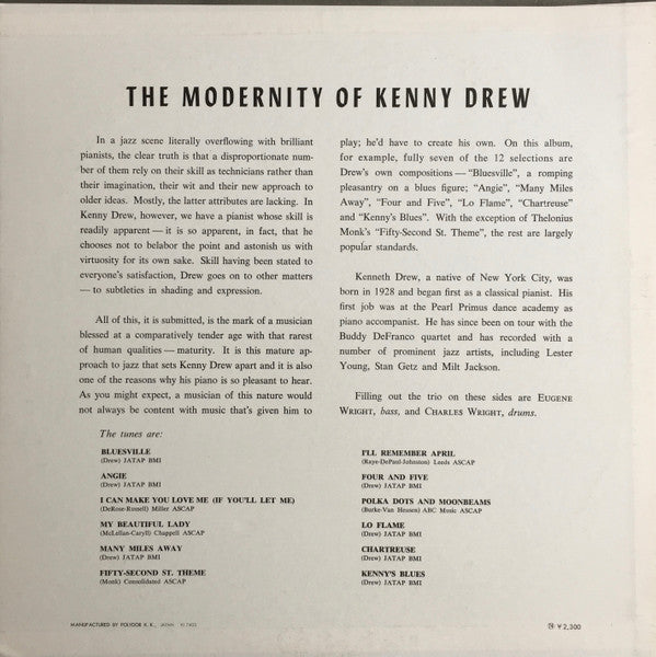 Release: Kenny Drew And His Progressive Piano-Vinyl-Japan-1974-MV 2083-9248593