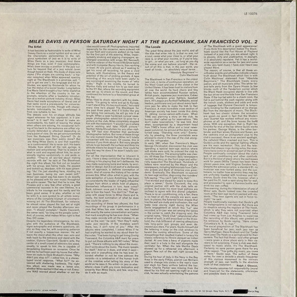 Release: In Person, Saturday Night At The Blackhawk, San Francisco, Volume II-Vinyl-US-1973-LE 10076-2549494