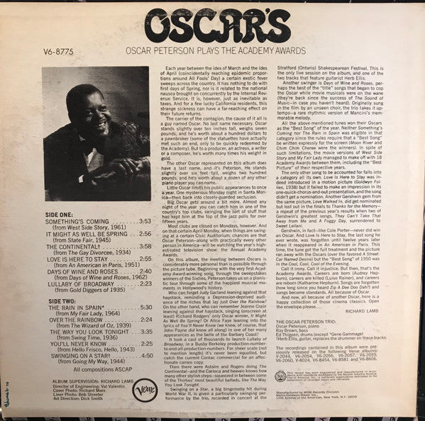 Master Release: Oscar's (Oscar Peterson Plays The Academy Awards) by Oscar Peterson