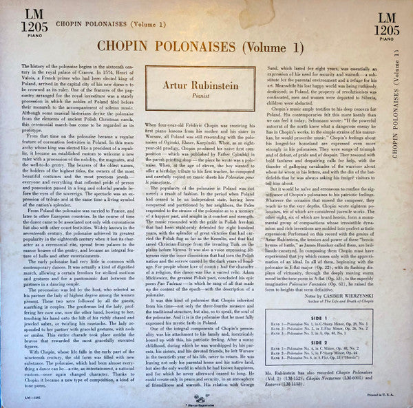 Release: Polonaises: Volume 1 (Nos. 1 To 6)-Vinyl-US-1951-LM-1205, LM 1205-5187656
