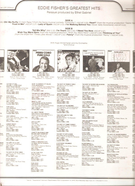 Master Release: Eddie Fisher's Greatest Hits by Eddie Fisher
