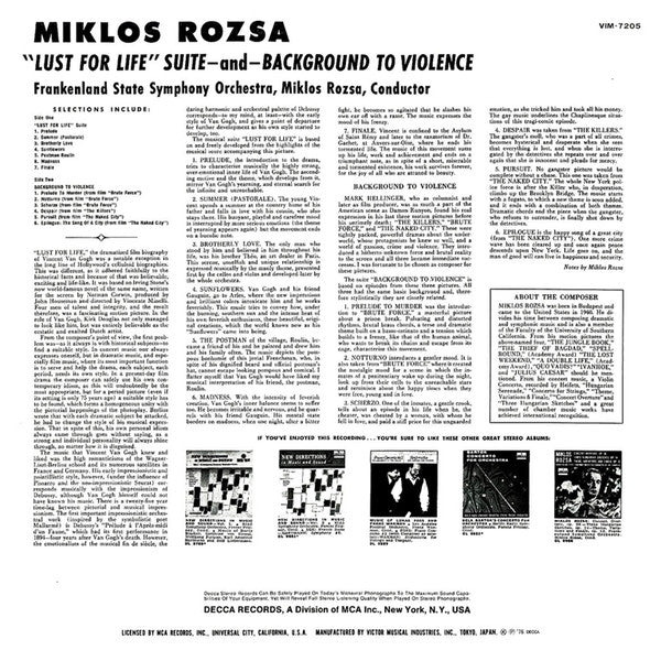 Master Release: "Lust For Life" Suite / Background To Violence by Miklós Rózsa