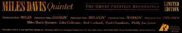 Master Release: The Great Prestige Recordings by The Miles Davis Quintet