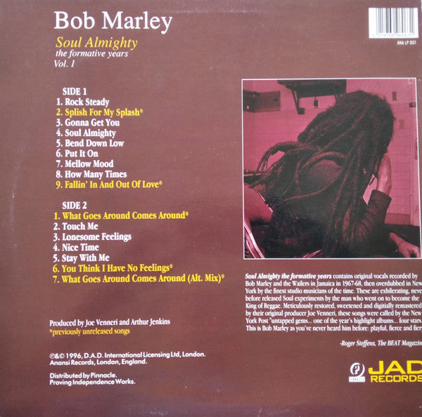 Master Release: Soul Almighty - The Formative Years Vol. 1 by Bob Marley