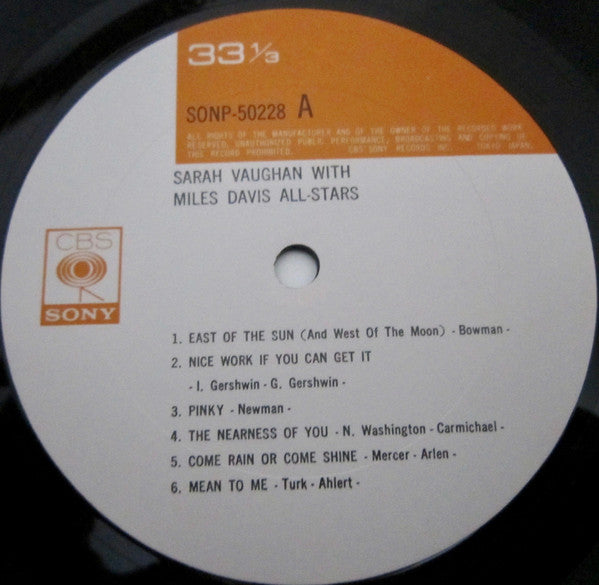 Sarah Vaughan With Miles Davis All-Stars