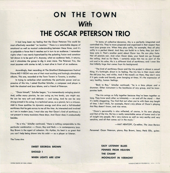 Master Release: On The Town With The Oscar Peterson Trio by The Oscar Peterson Trio