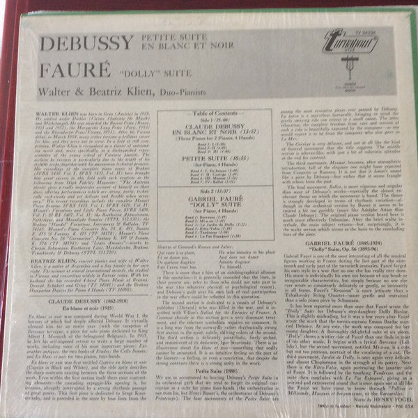 Release: Petite Suite / En Blanc Et Noir / "Dolly" Suite-Vinyl-US-1968-TV 34234-9961359
