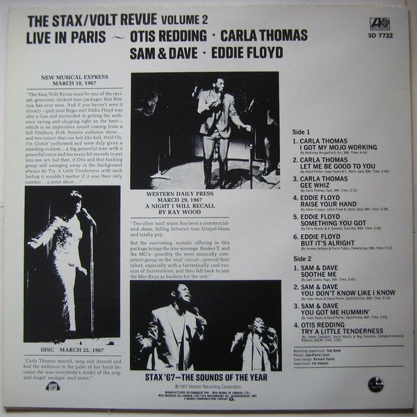 Release: The Stax / Volt Revue Volume 2  Live In Paris-Vinyl-Canada-None-SD 7722-2029339