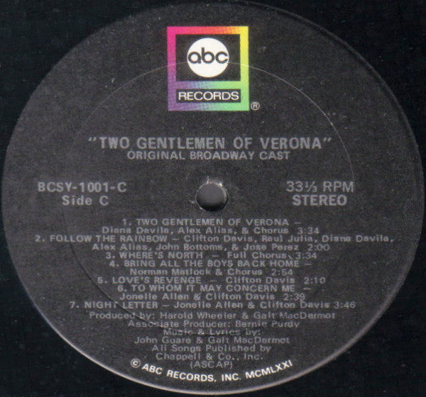 Two Gentlemen Of Verona: A Grand New Musical (Original Broadway Cast Recording)