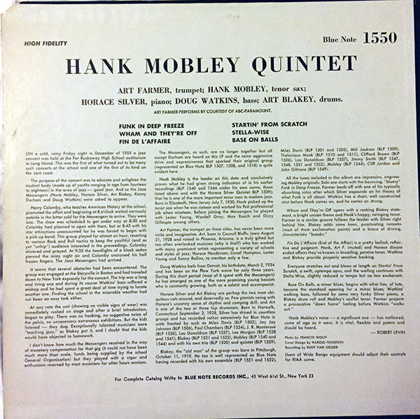 Master Release: Quintet by Hank Mobley