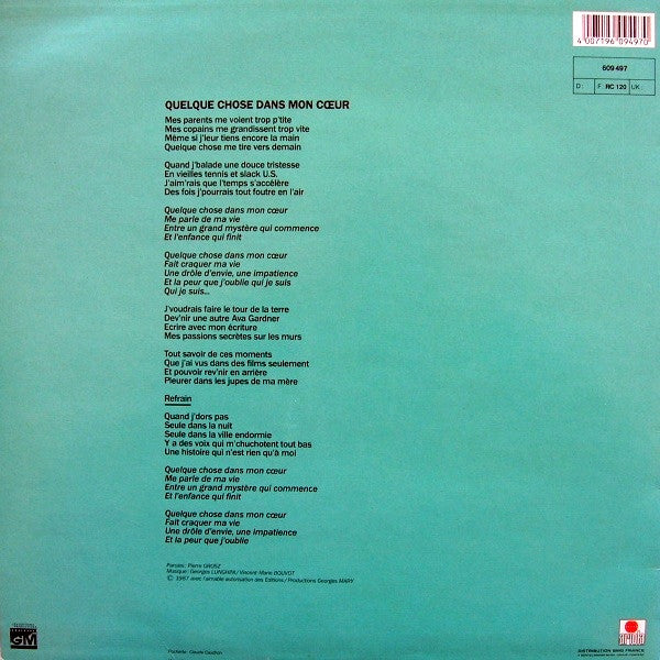 Release: Quelque Chose Dans Mon Cœur-Vinyl-France-1987-609 497, 609497-2278689