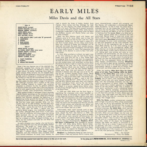 Release: Miles Davis And Horns-Vinyl-US-1964-PRLP 7168-1074146