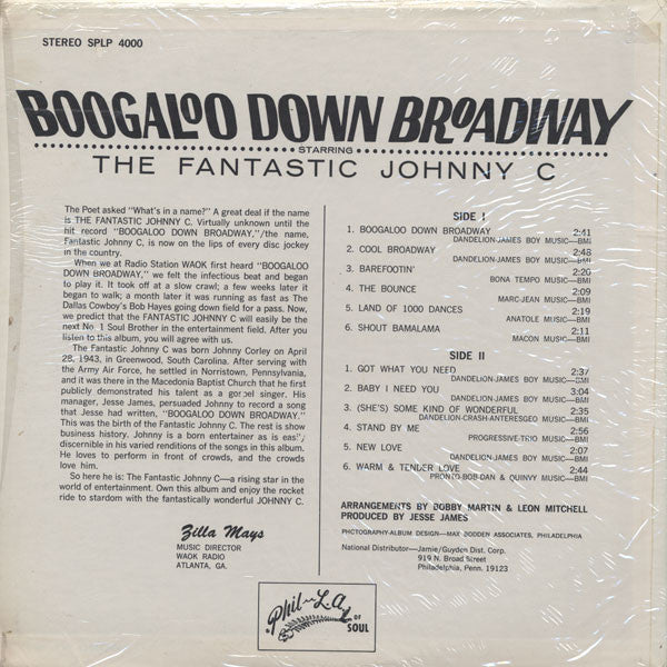 Master Release: Boogaloo Down Broadway by The Fantastic Johnny C