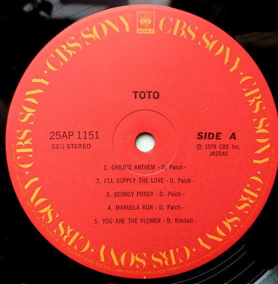 Release: Toto-Vinyl-Japan-1978-25AP 1151-12772681