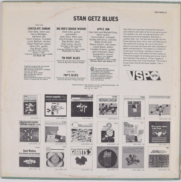 Release: Stan Getz Blues-Vinyl-US-1966-VSPS-31-22487981