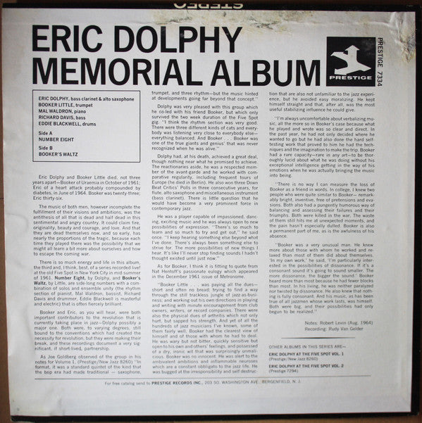 Release: Memorial Album Recorded Live At The Five Spot-Vinyl-US-None-PRT 7334-11736771