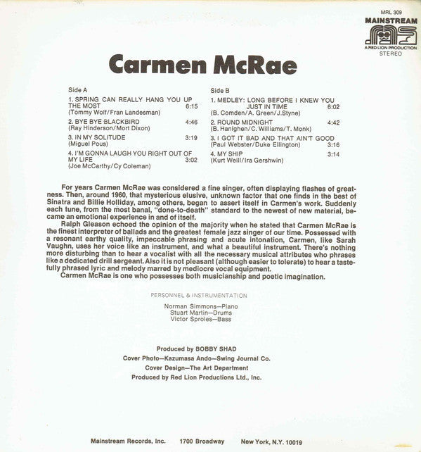Release: Carmen McRae-Vinyl-US-1971-MRL 309-13627356